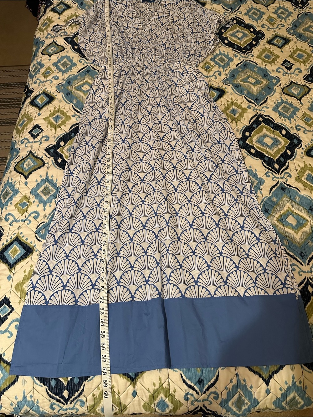 J. McLaughlin Etta Dress NWT size Medium Blue White Deco Shell Cotton Maxi - Picture 10 of 15